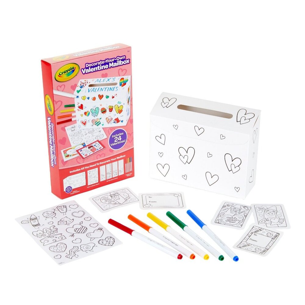Crayola Decorate-Your-Own Valentine Mailbox Kit With 24 Valentines